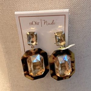 Tortoise Gem Statement Earrings